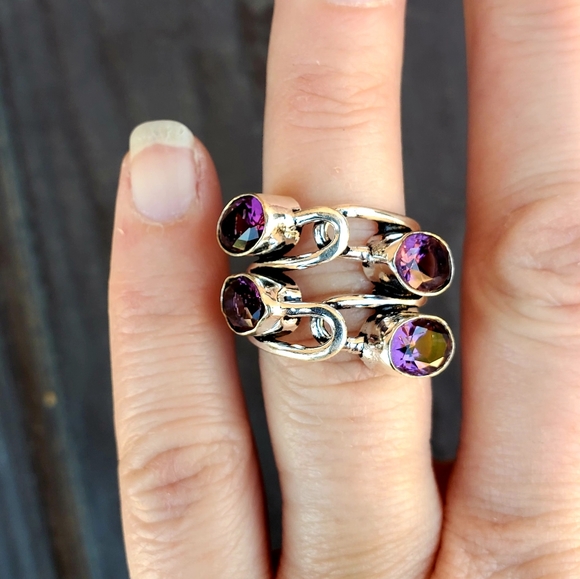 New Twisted Amethyst 925 Silver Ring. - Picture 2 of 15